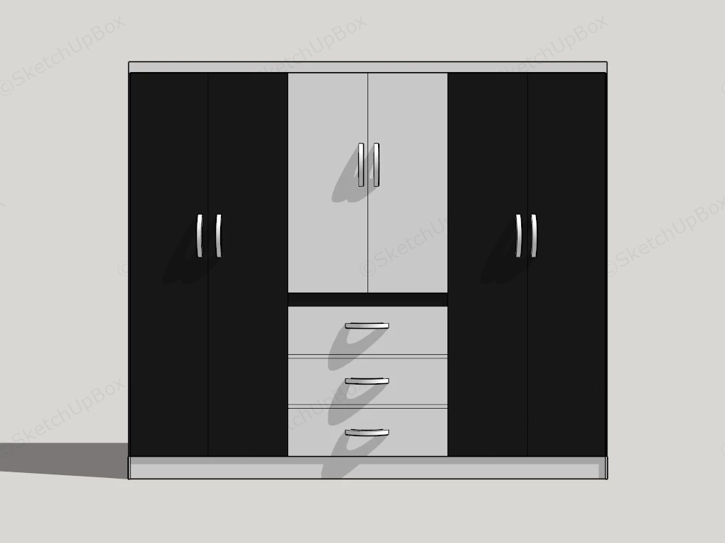 Modern Black And White Wardrobe sketchup model preview - SketchupBox
