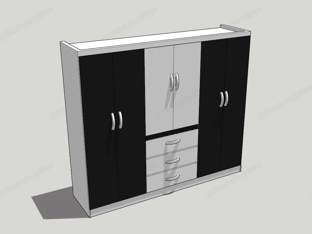 Modern Black And White Wardrobe sketchup model preview - SketchupBox