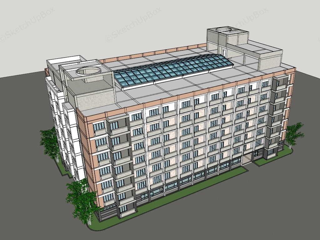 Modern Multi Story Apartment Building sketchup model preview - SketchupBox