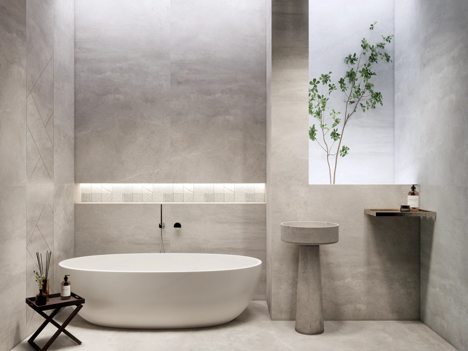 Wabi Sabi Modern Bathroom sketchup model preview - SketchupBox