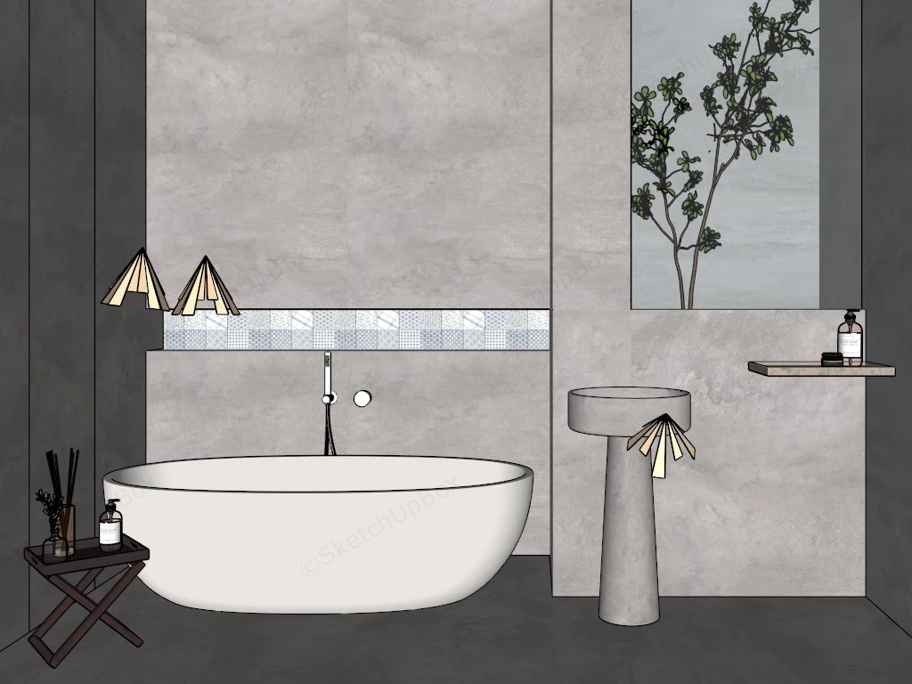 Wabi Sabi Modern Bathroom sketchup model preview - SketchupBox