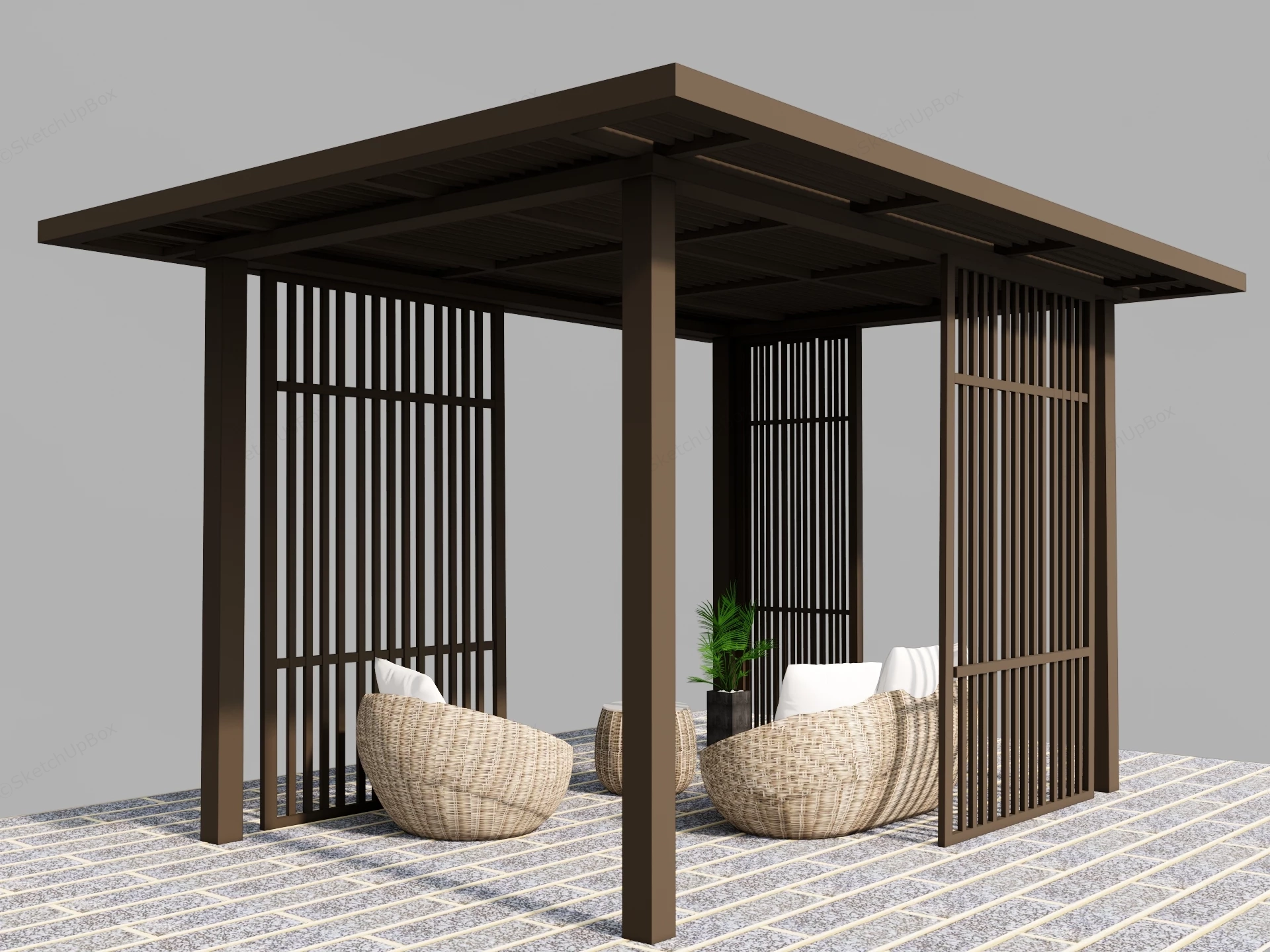 Outdoor Living Pergola sketchup model preview - SketchupBox