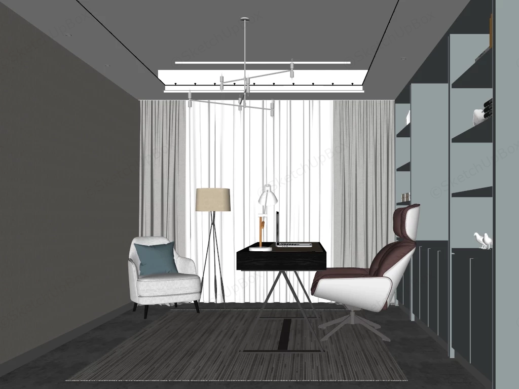 Home Office Modern Decor Idea sketchup model preview - SketchupBox