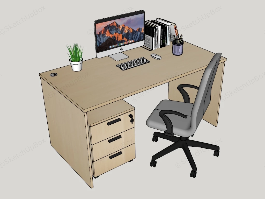 Modern Office Desk And Chair sketchup model preview - SketchupBox