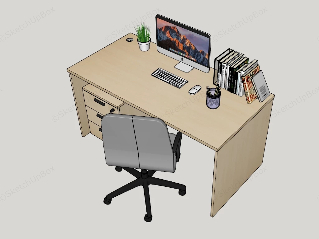 Modern Office Desk And Chair sketchup model preview - SketchupBox