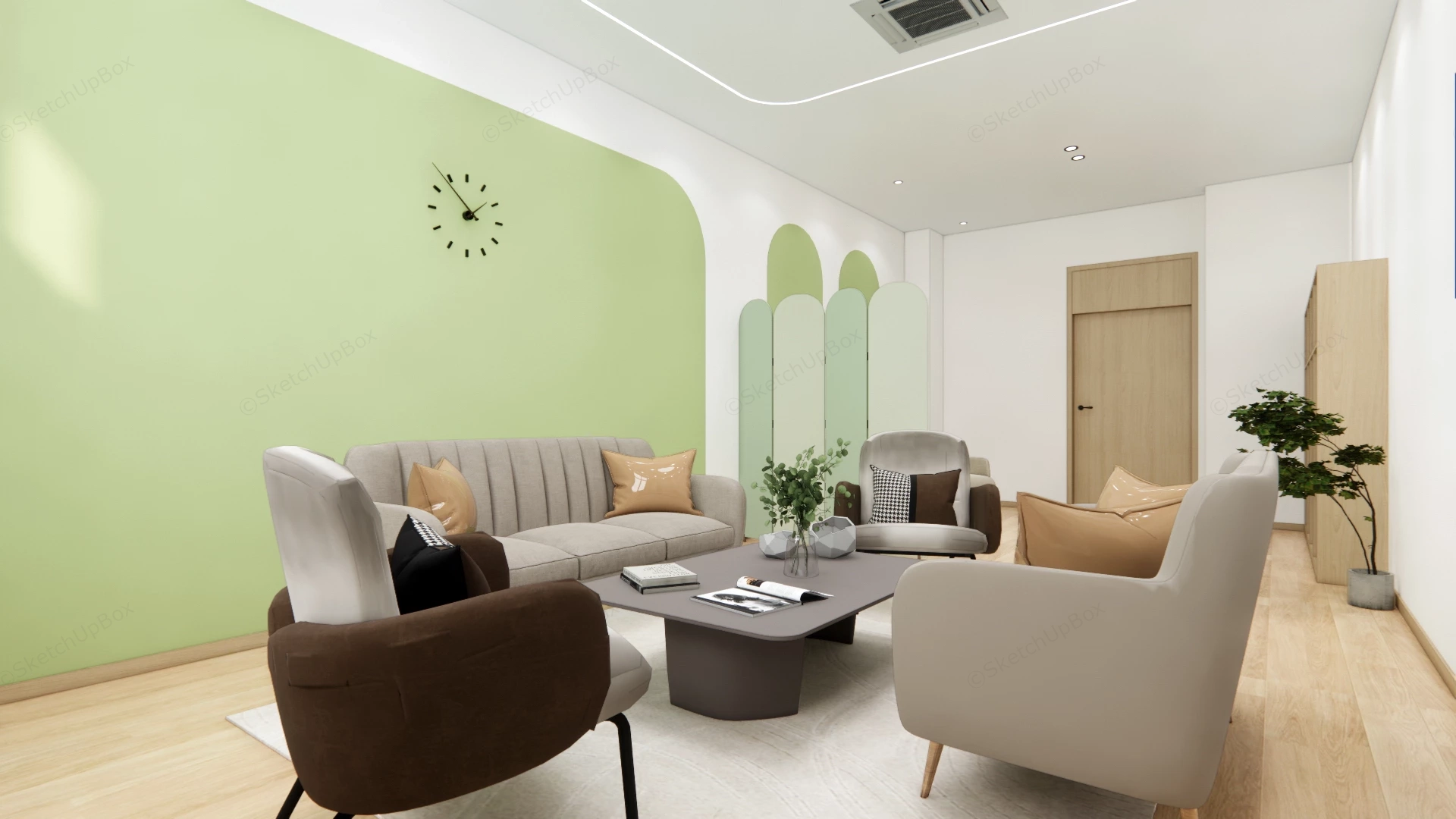 Minimalist Office Reception Room sketchup model preview - SketchupBox
