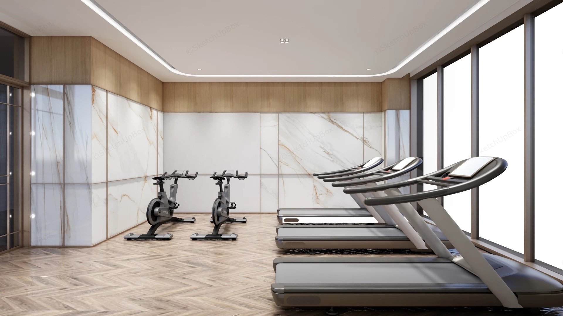 Modern Office Fitness Room sketchup model preview - SketchupBox