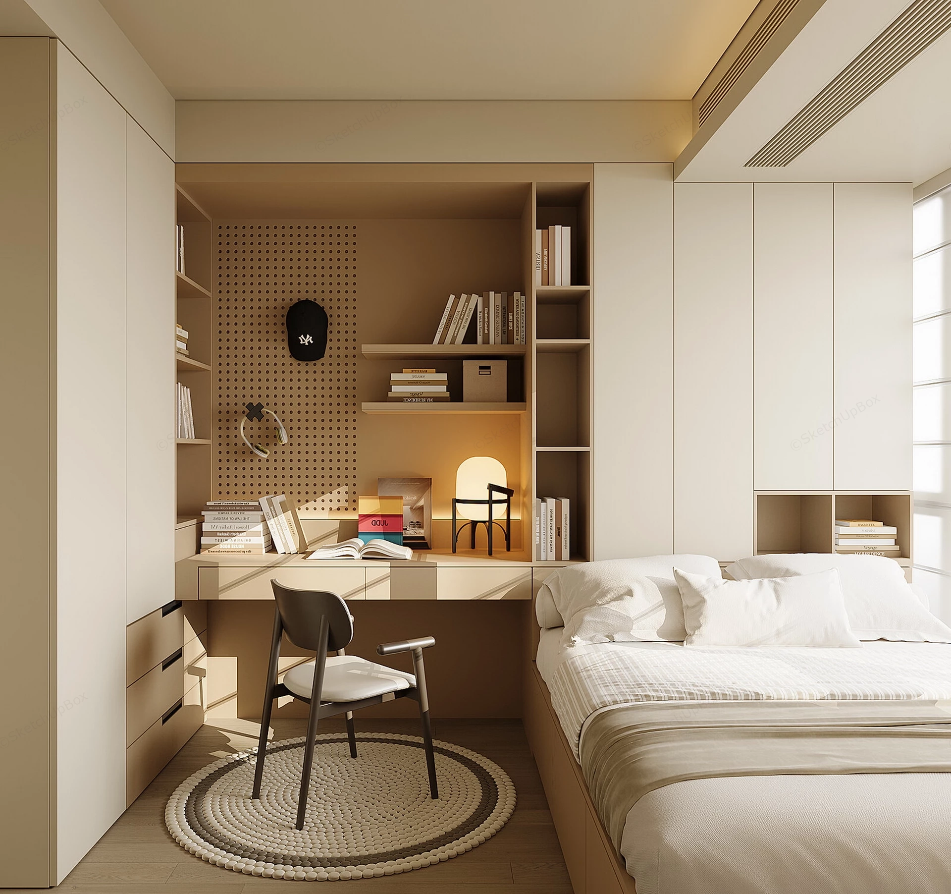 Teen Boy Minimalist Bedroom sketchup model preview - SketchupBox