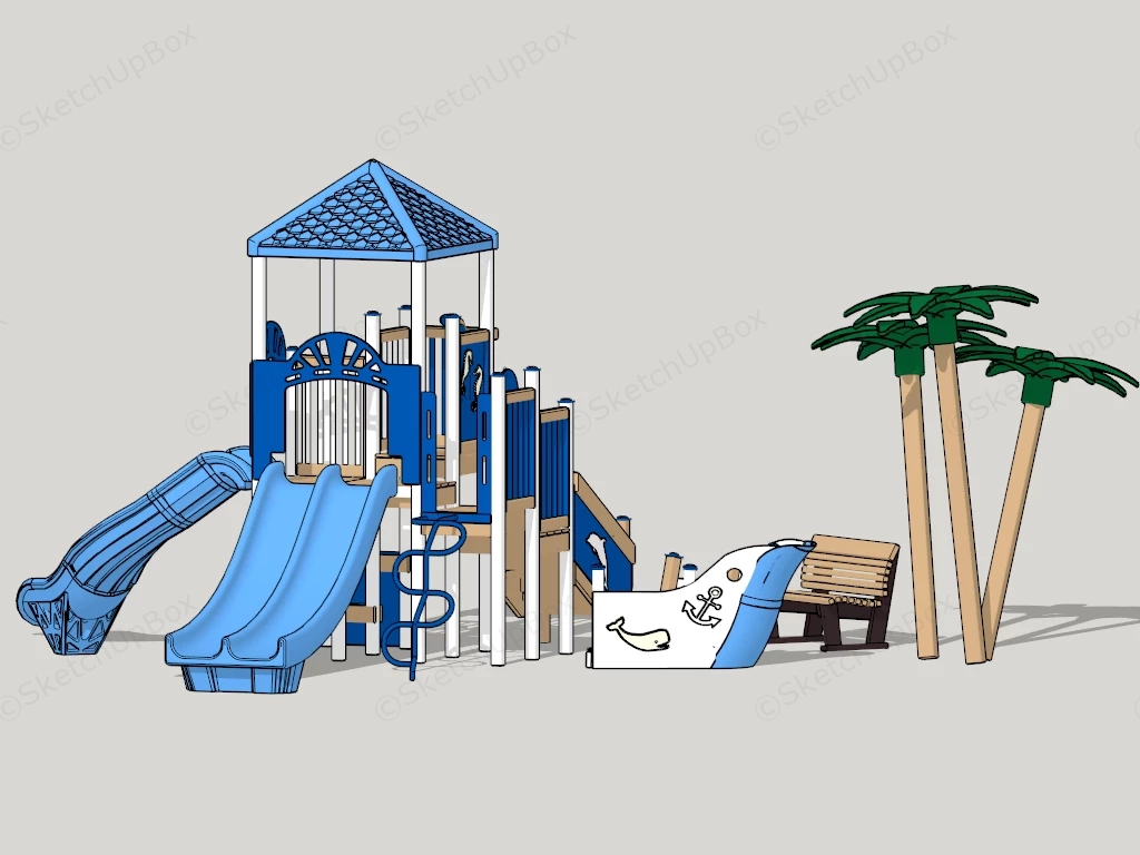 Blue Playground Set sketchup model preview - SketchupBox