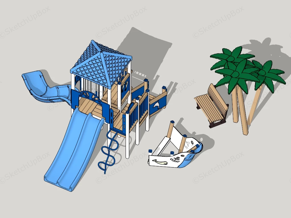 Blue Playground Set sketchup model preview - SketchupBox