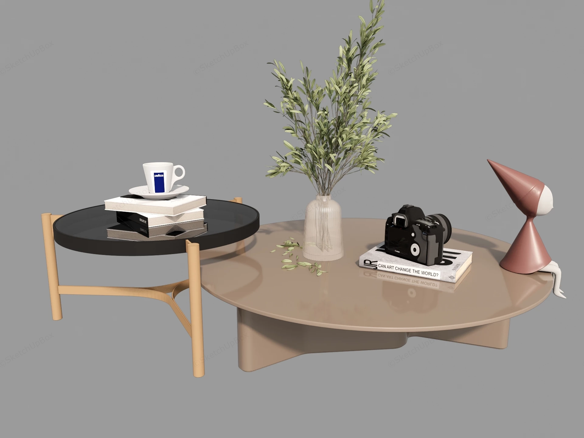 Modern Round Nesting Coffee Table sketchup model preview - SketchupBox