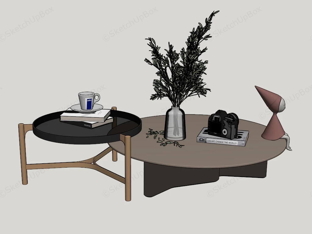 Modern Round Nesting Coffee Table sketchup model preview - SketchupBox