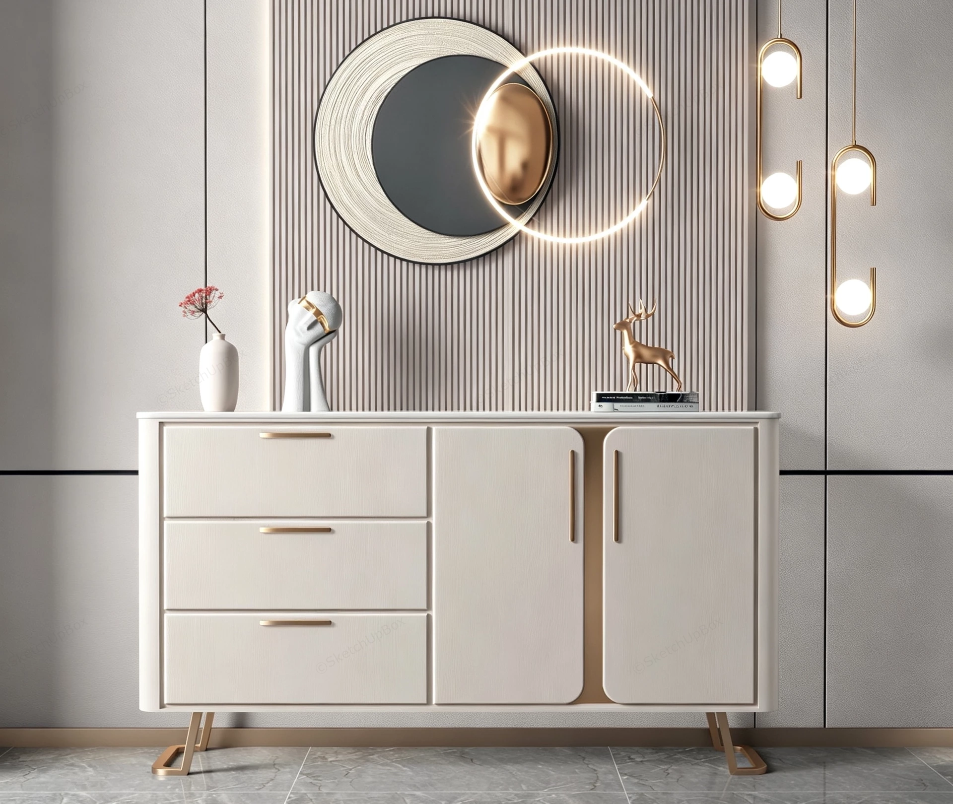 Modern Entryway Sideboard sketchup model preview - SketchupBox