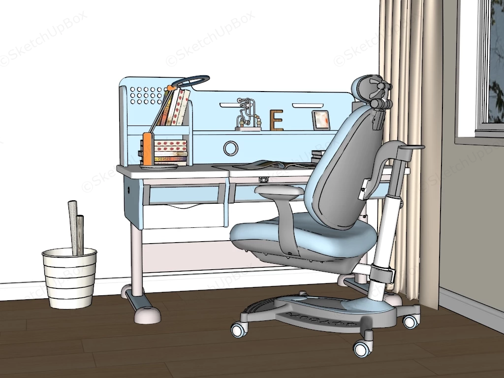 Adjustable Children Study Desk And Chair Set sketchup model preview - SketchupBox