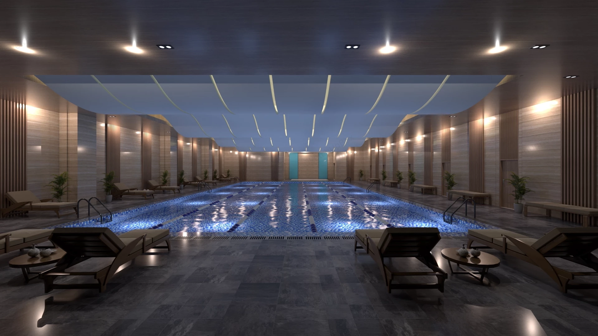 Luxury Hotel Indoor Swimming Pool sketchup model preview - SketchupBox