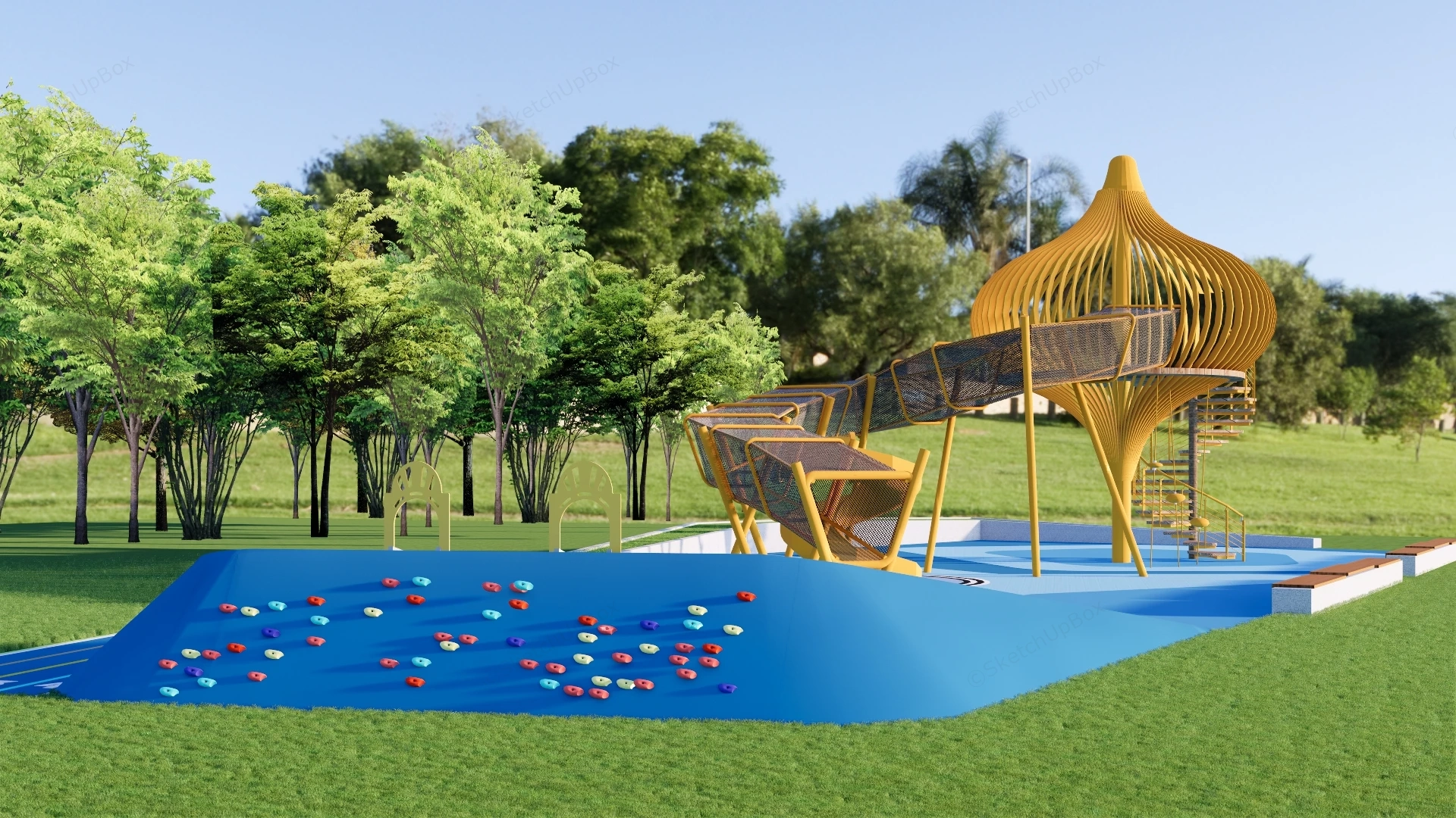Outdoor Climbing Playground sketchup model preview - SketchupBox