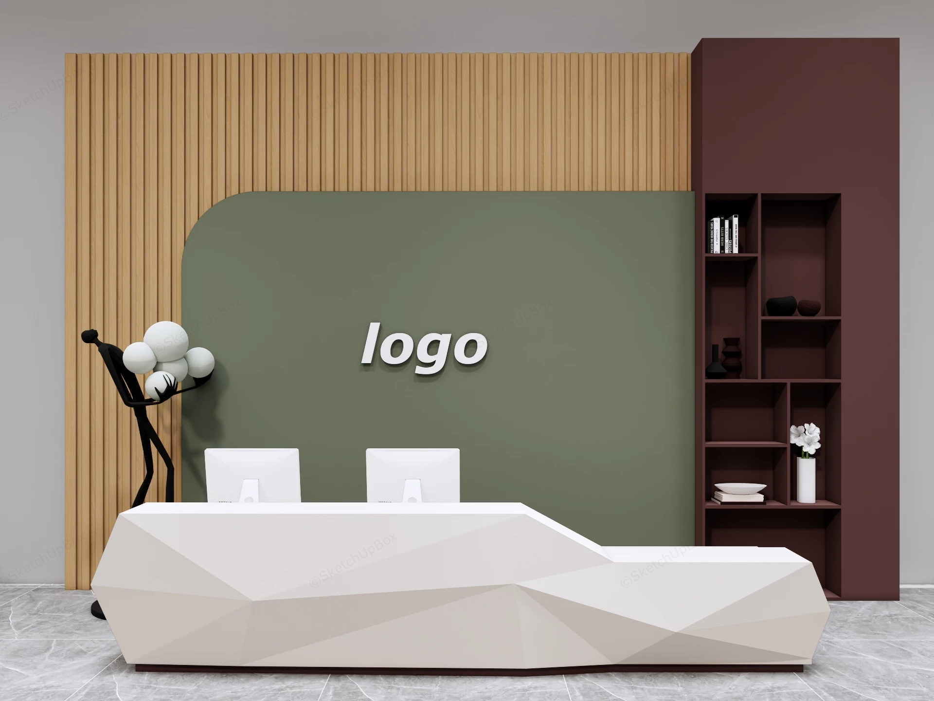 Modern Office Reception Area sketchup model preview - SketchupBox