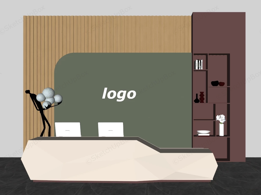 Modern Office Reception Area sketchup model preview - SketchupBox