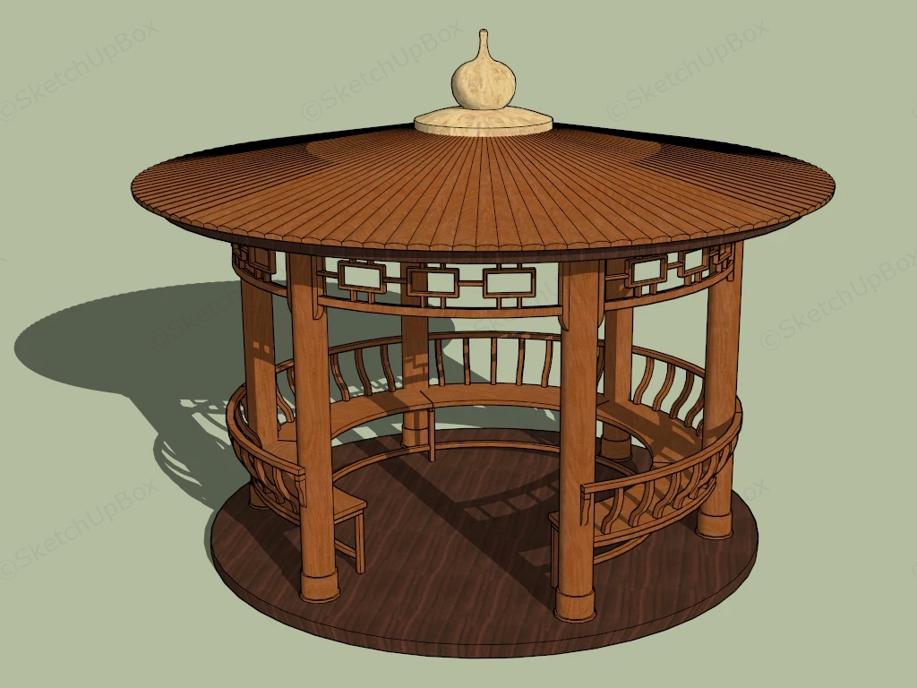 Round Chinese Pavilion sketchup model preview - SketchupBox