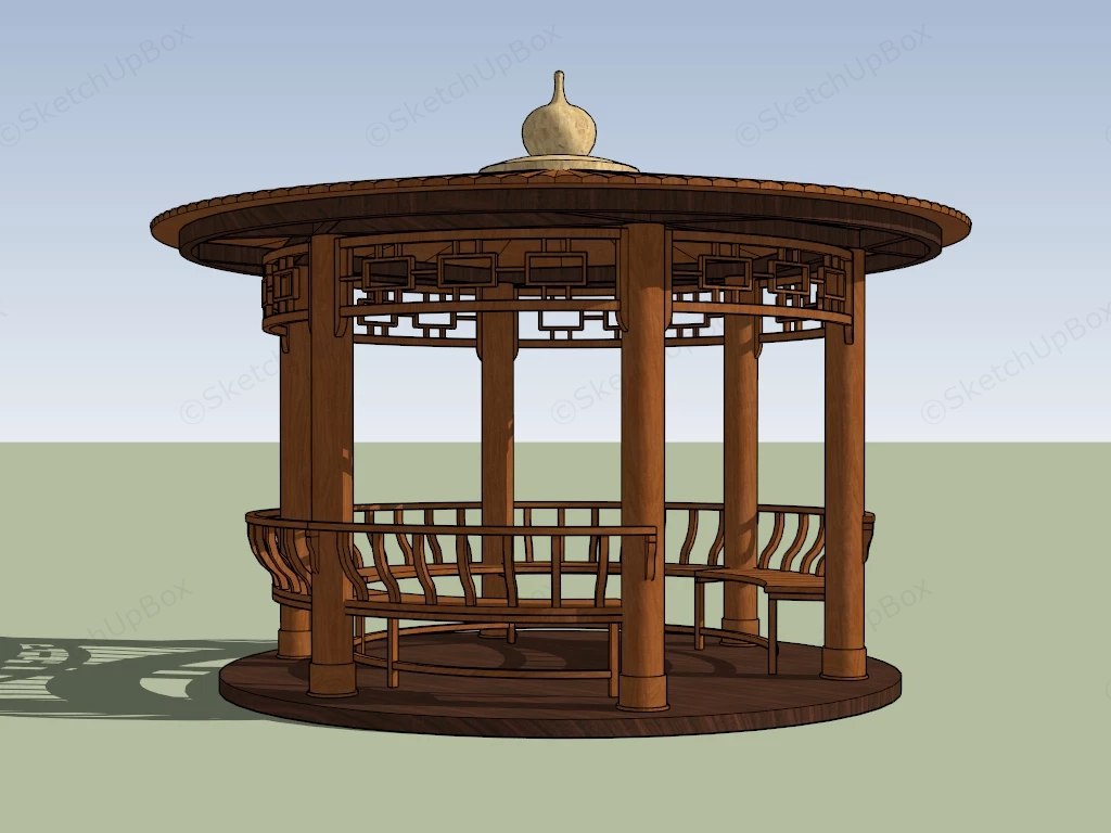 Round Chinese Pavilion sketchup model preview - SketchupBox