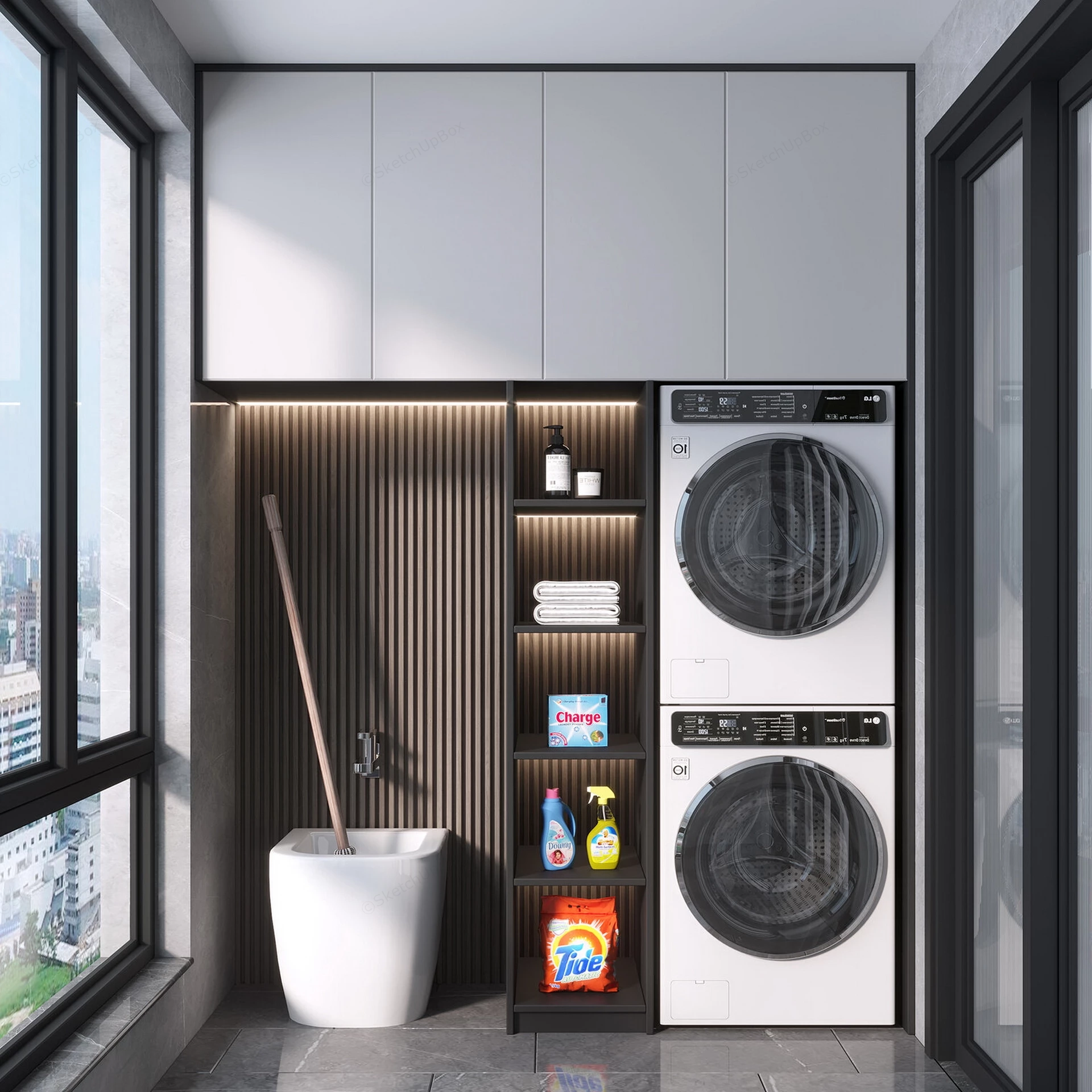 Modern Balcony Laundry Area Design sketchup model preview - SketchupBox