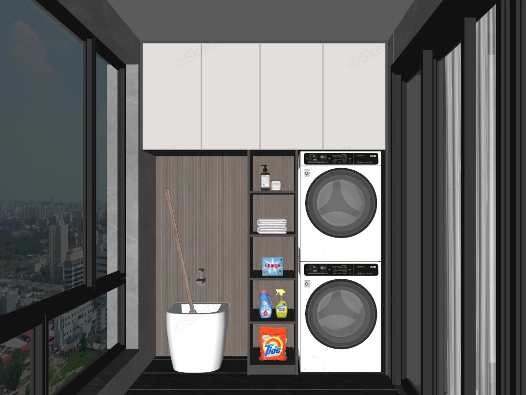 Modern Balcony Laundry Area Design sketchup model preview - SketchupBox