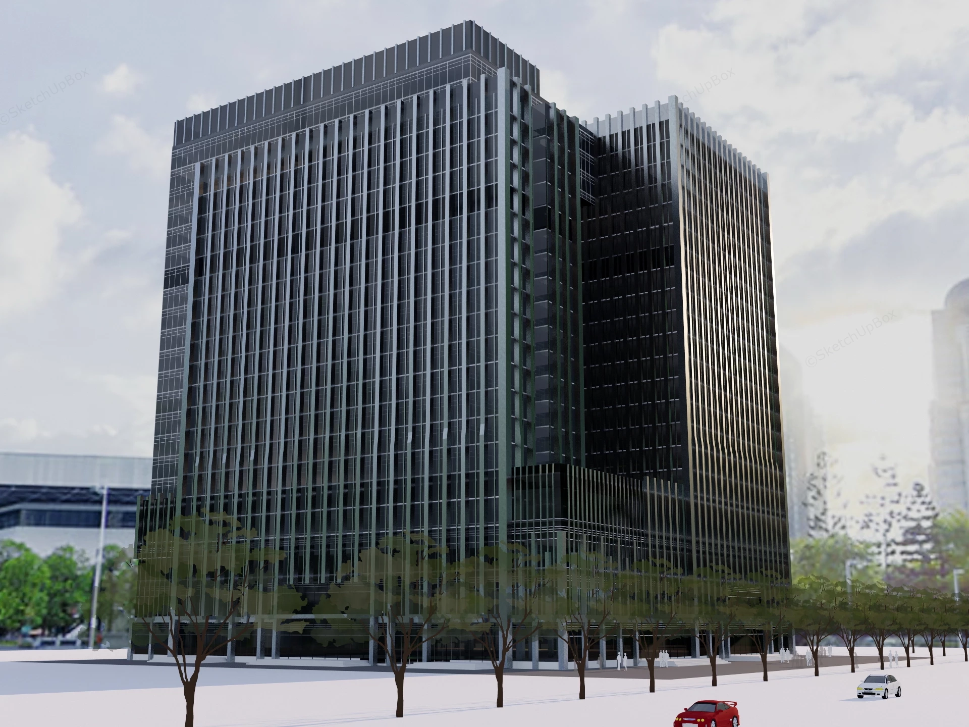 Modern High Rise Office Building sketchup model preview - SketchupBox