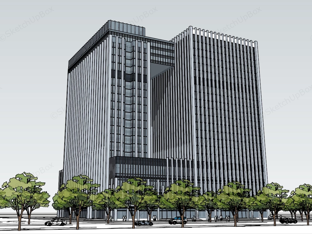 Modern High Rise Office Building sketchup model preview - SketchupBox