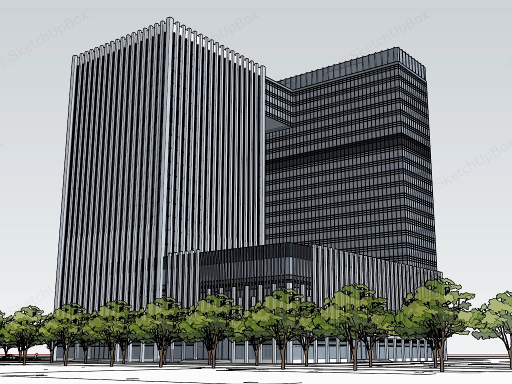 Modern High Rise Office Building sketchup model preview - SketchupBox