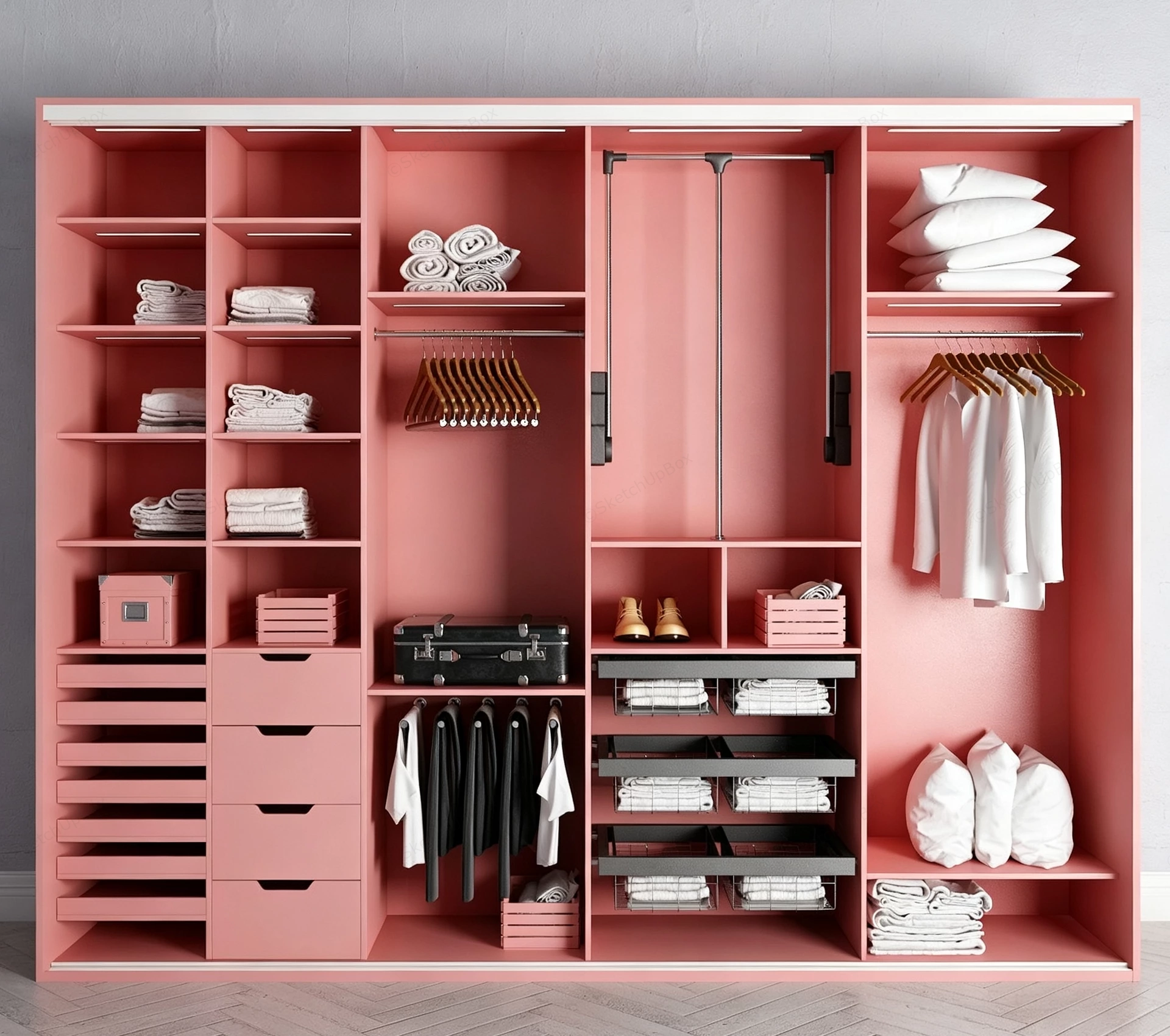 Pink Walk In Wardrobe sketchup model preview - SketchupBox
