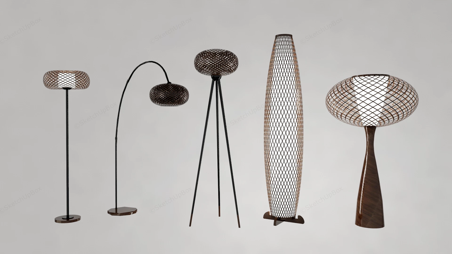 Modern Rattan Floor Lamps sketchup model preview - SketchupBox