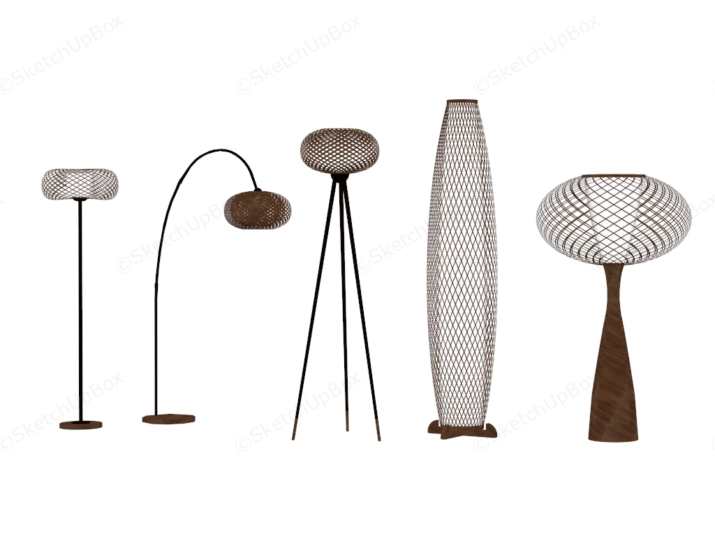 Modern Rattan Floor Lamps sketchup model preview - SketchupBox