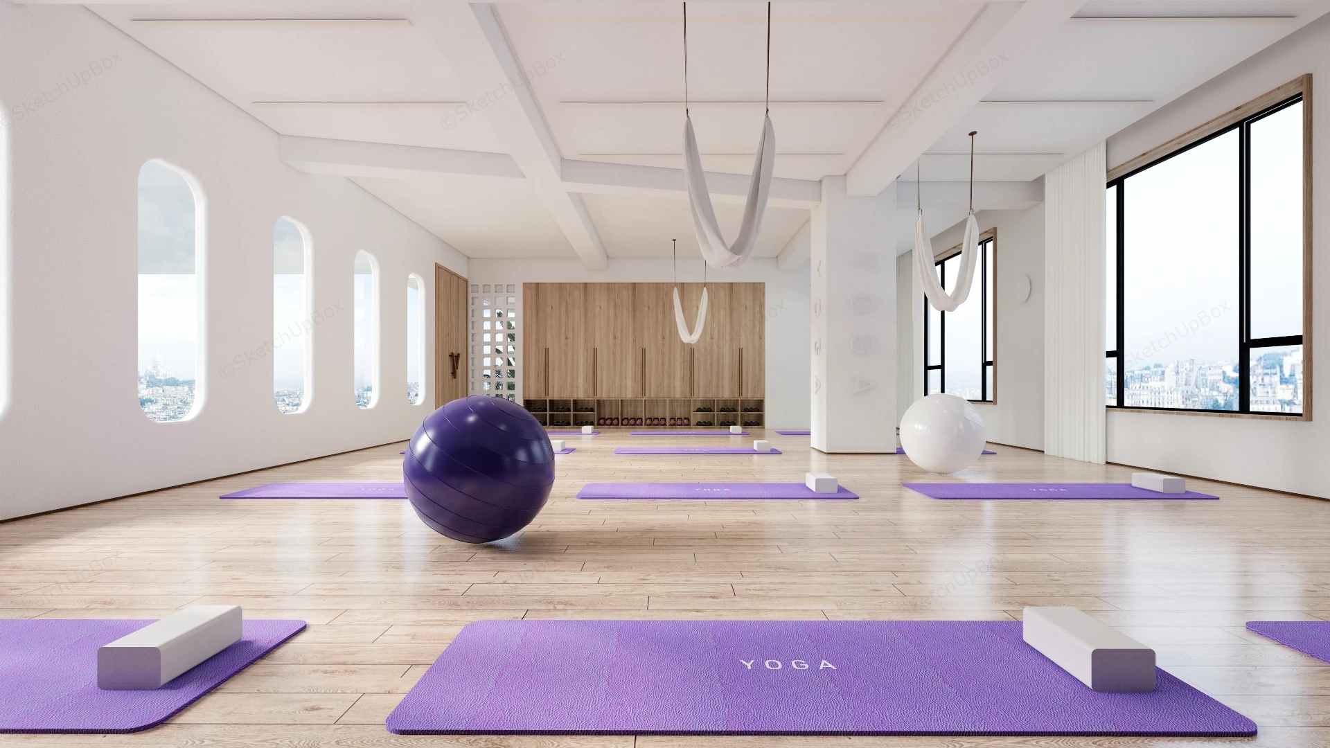 Minimalist Yoga Studio Design sketchup model preview - SketchupBox