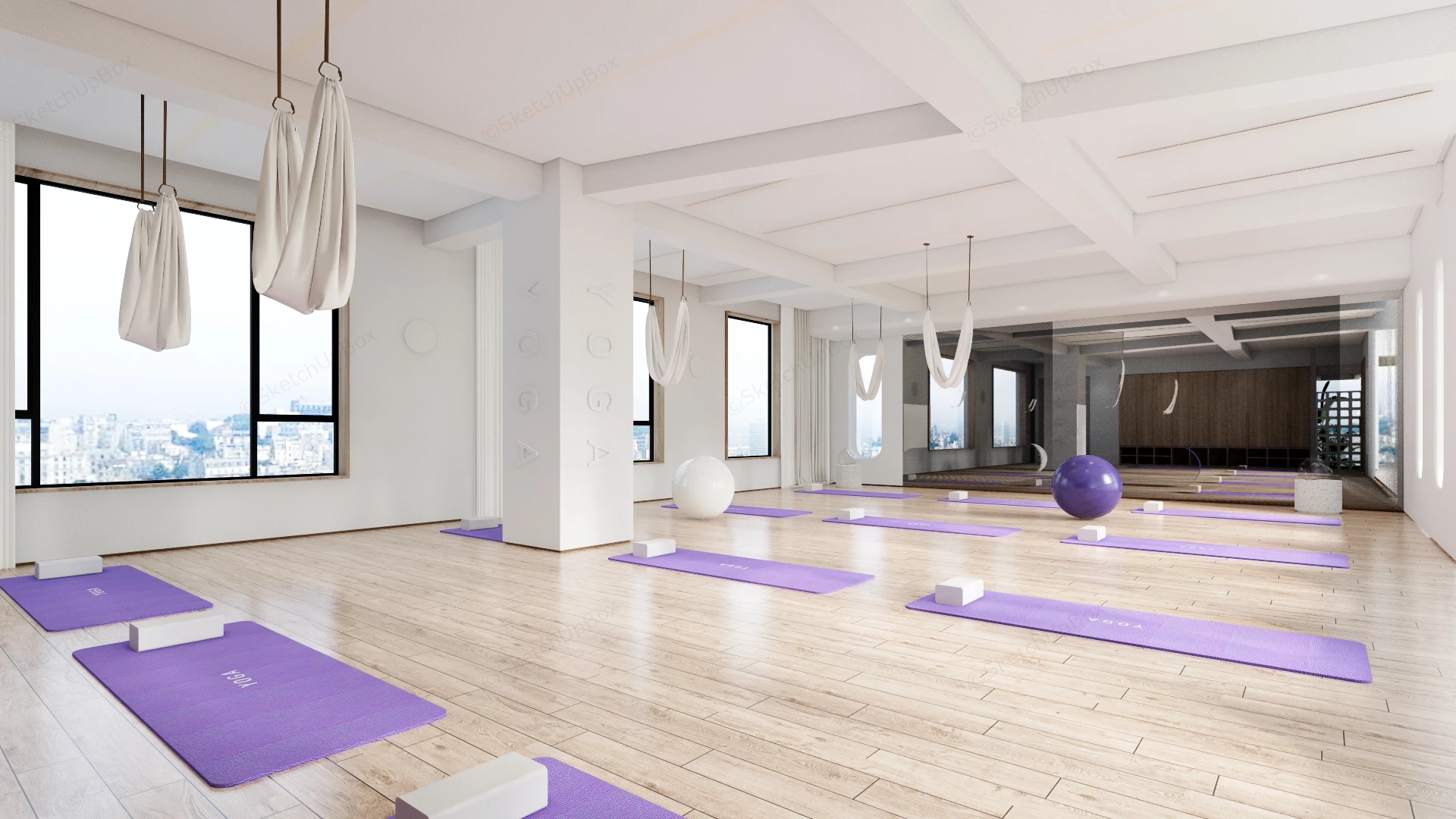 Minimalist Yoga Studio Design sketchup model preview - SketchupBox