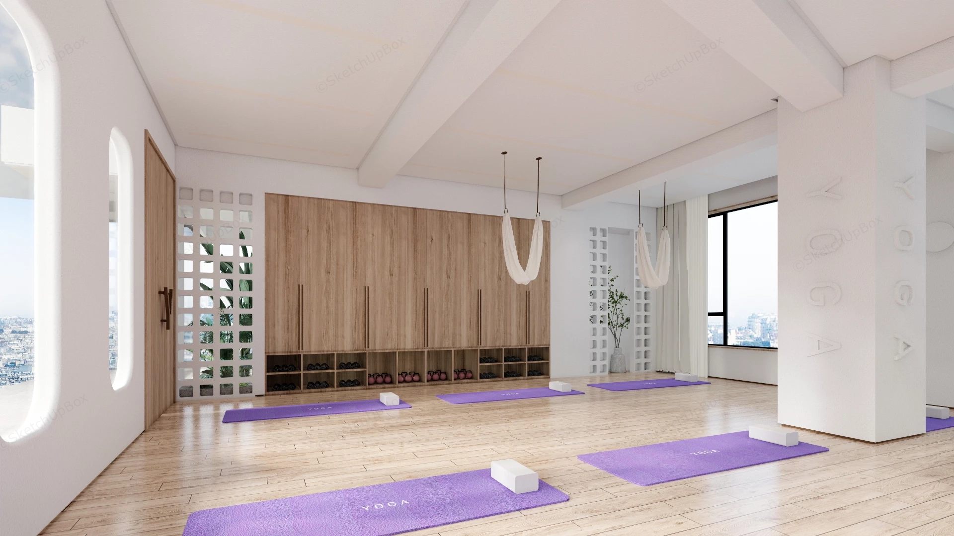 Minimalist Yoga Studio Design sketchup model preview - SketchupBox
