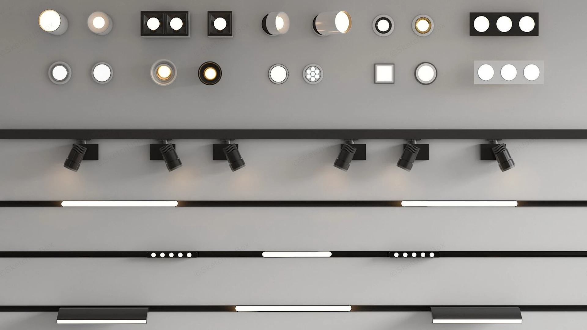 Collection Of Modern Ceiling Spotlights sketchup model preview - SketchupBox