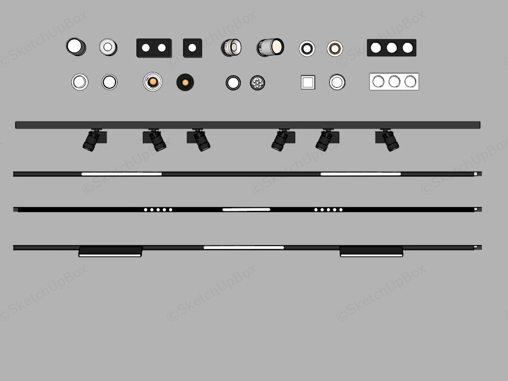 Collection Of Modern Ceiling Spotlights sketchup model preview - SketchupBox