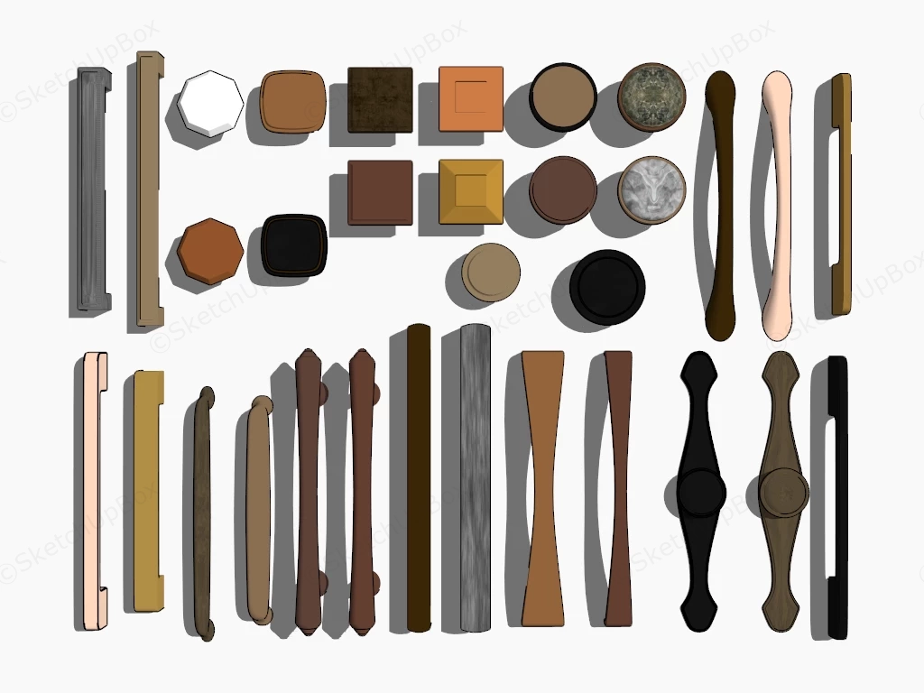 Collection Of Cabinet Handles And Knobs sketchup model preview - SketchupBox