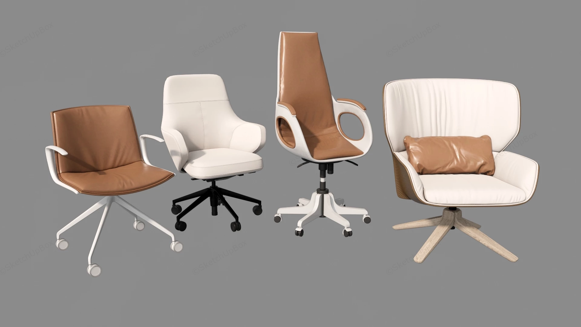 Collection Of 4 Modern Office Chairs sketchup model preview - SketchupBox