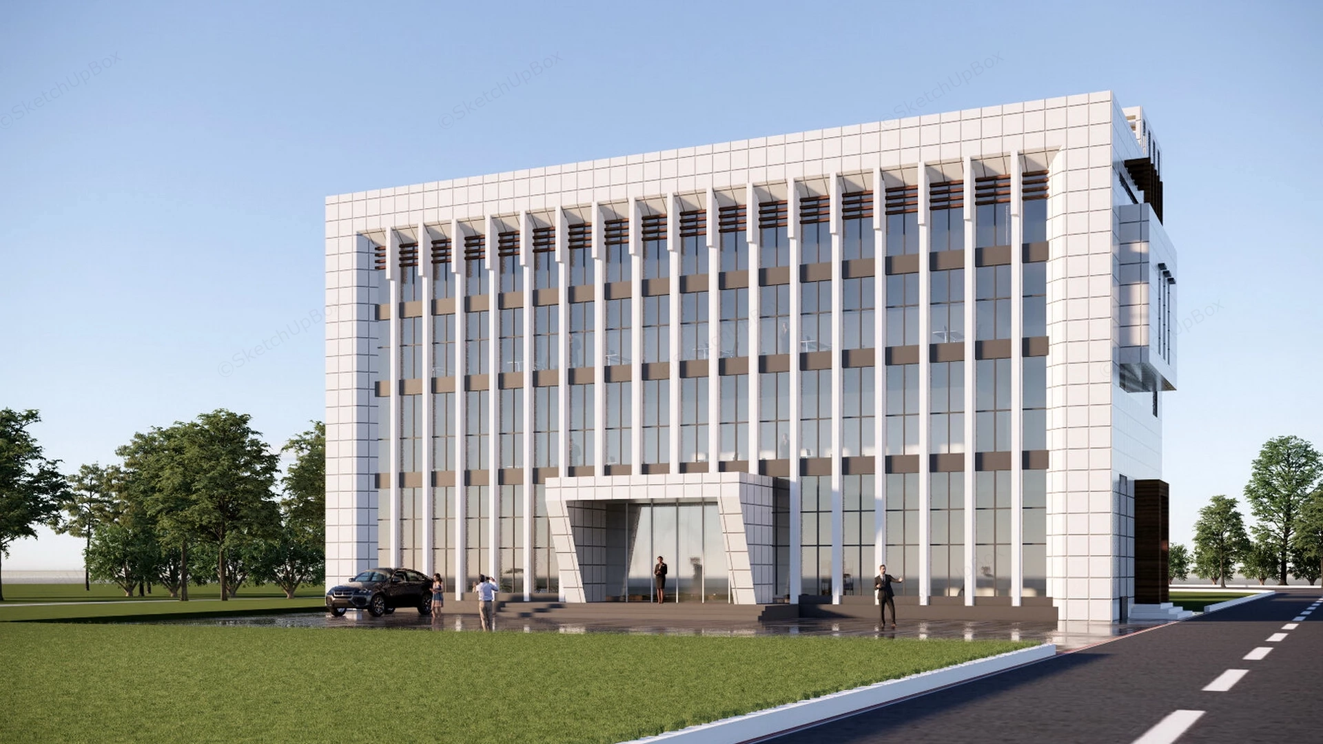 Modern Office Building Facade sketchup model preview - SketchupBox