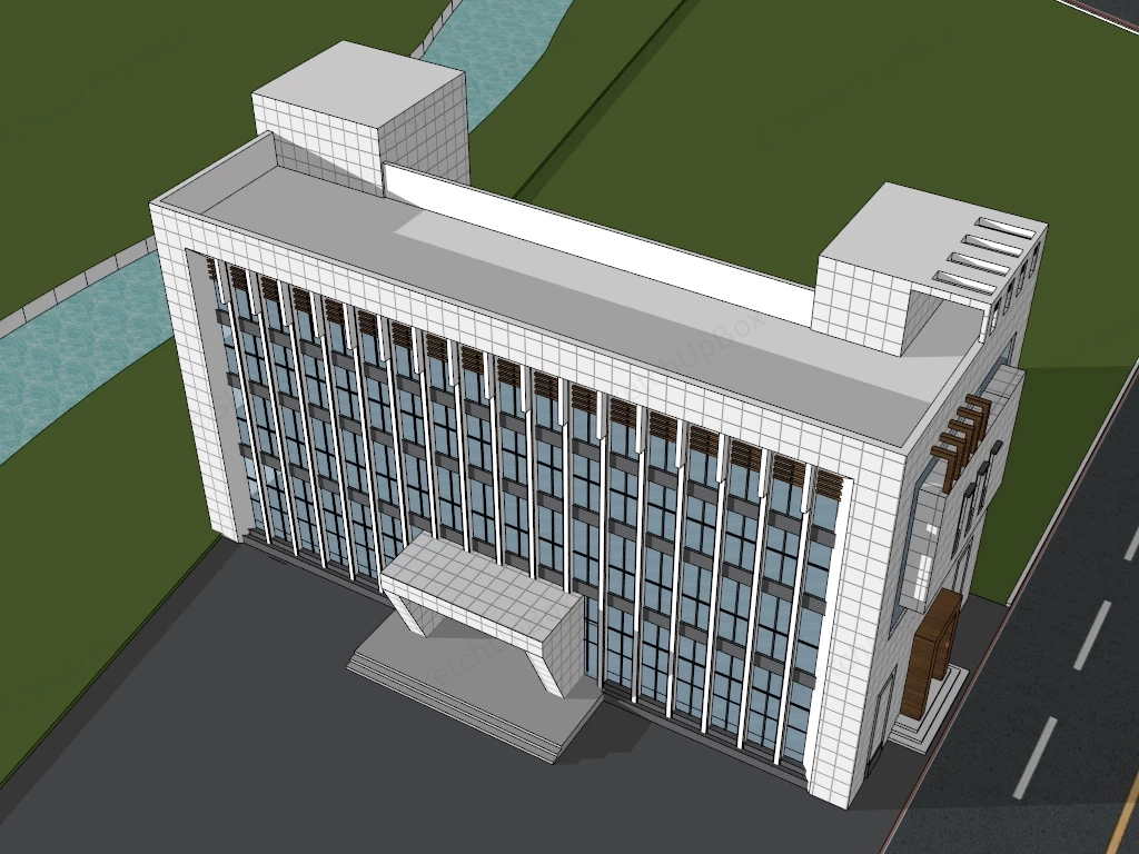 Modern Office Building Facade sketchup model preview - SketchupBox