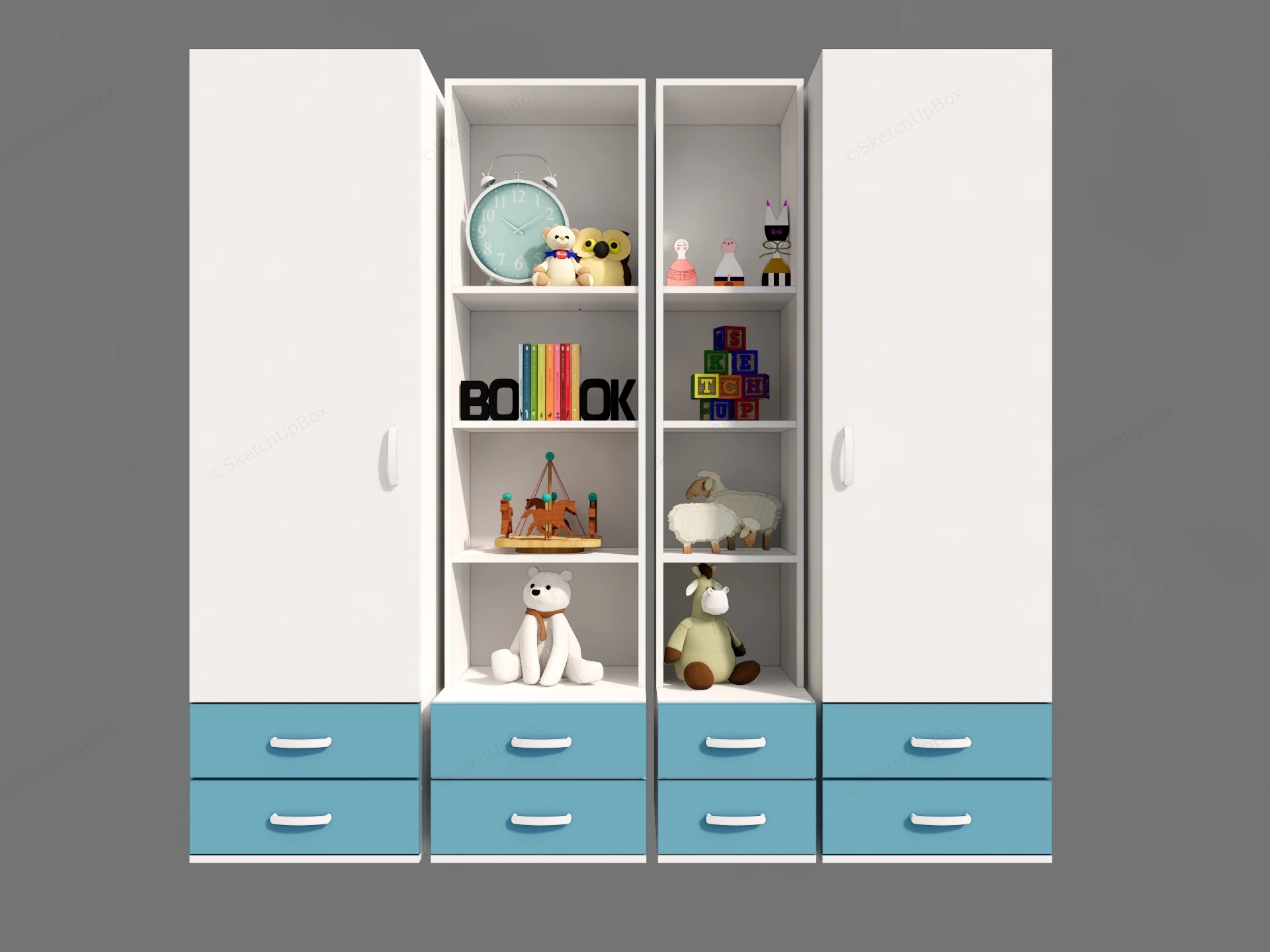 Children Wardrobe & Toy Storage Unit sketchup model preview - SketchupBox