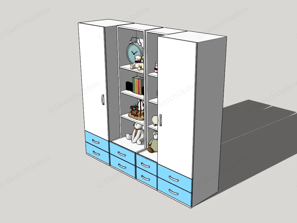 Children Wardrobe & Toy Storage Unit sketchup model preview - SketchupBox