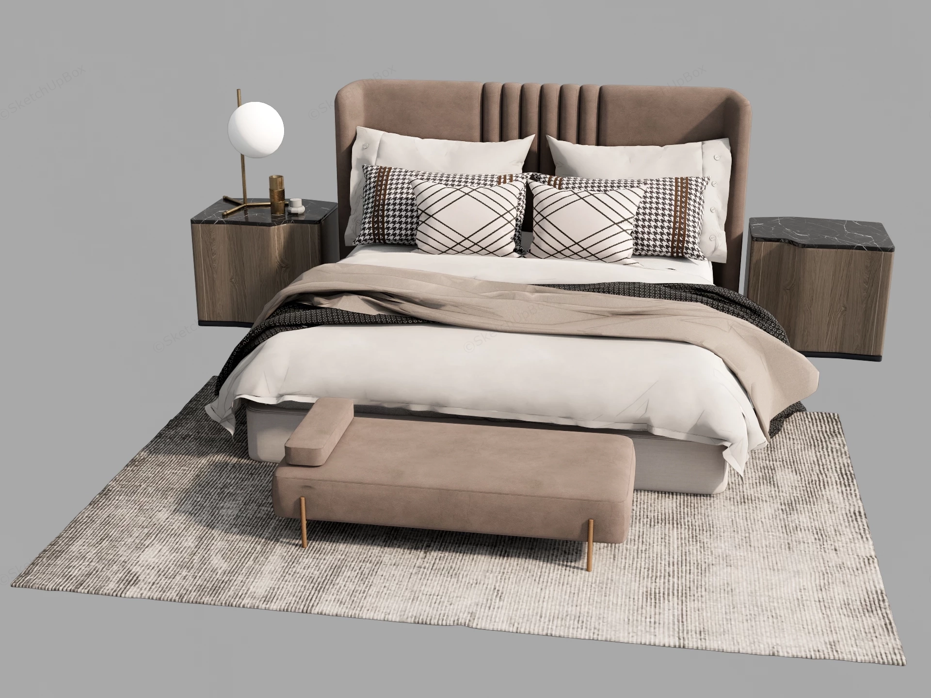 Modern Master Bedroom Set sketchup model preview - SketchupBox