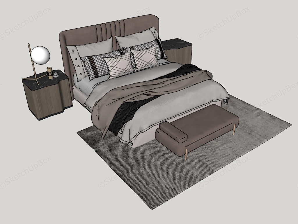 Modern Master Bedroom Set sketchup model preview - SketchupBox