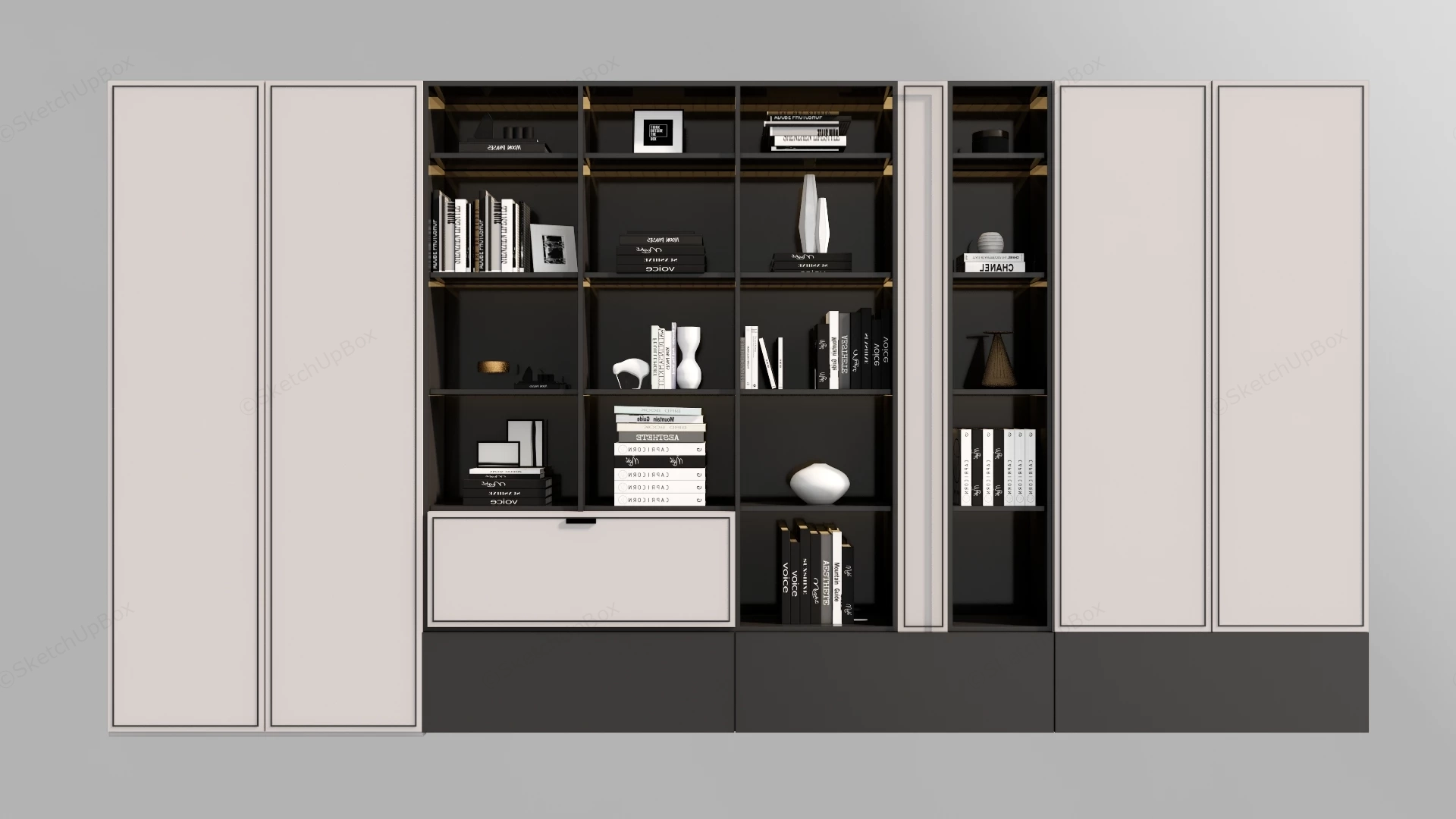 Modern Minimalist Living Room Wall Unit sketchup model preview - SketchupBox