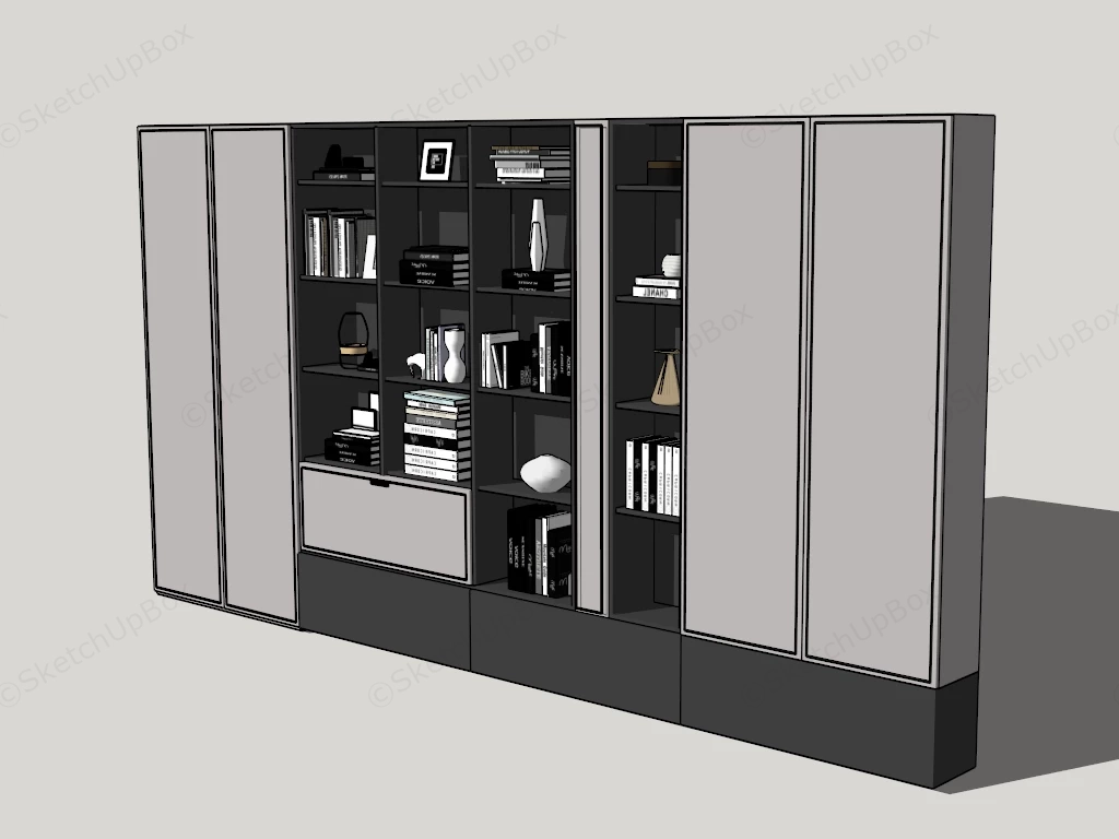 Modern Minimalist Living Room Wall Unit sketchup model preview - SketchupBox