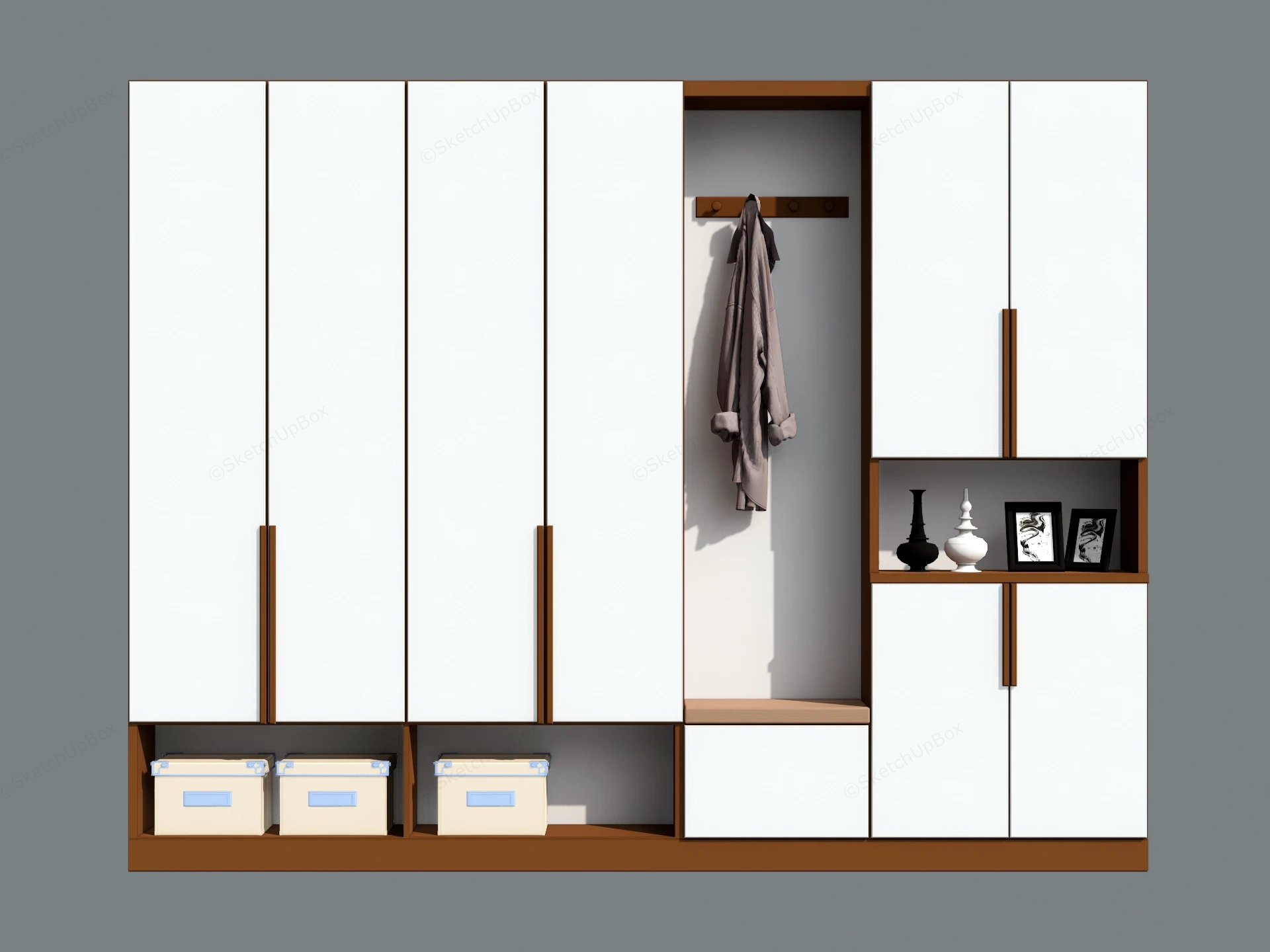 Entryway Wardrobe And Mudroom Unit sketchup model preview - SketchupBox