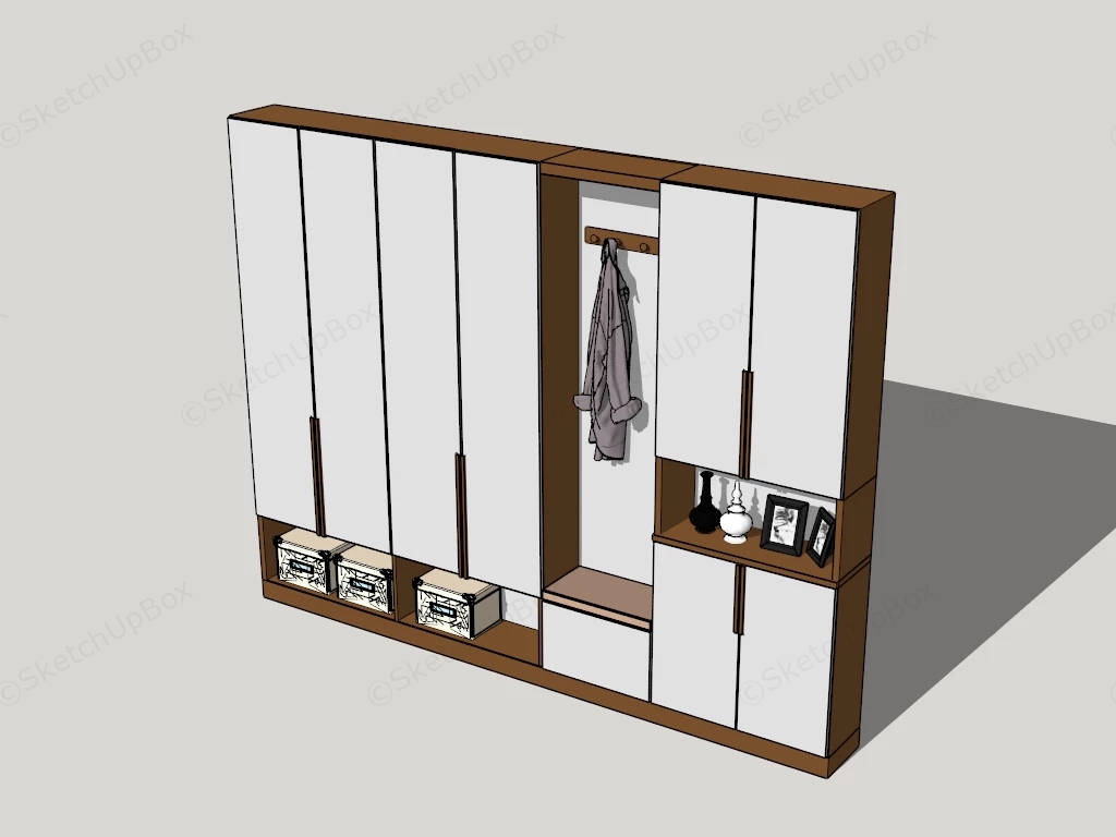 Entryway Wardrobe And Mudroom Unit sketchup model preview - SketchupBox