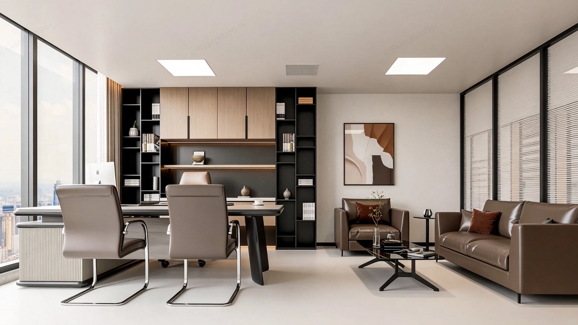 Modern Luxury Executive Office Suite sketchup model preview - SketchupBox